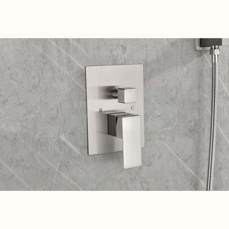 Complete Shower System with Rough in-Valve, Brushed Nickel