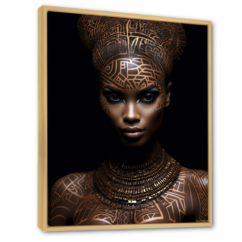 Portrait d'une beauté africaine exquise I - reproduction, H 32 po x l 24 po x P 1 po, Cadre naturel flottant