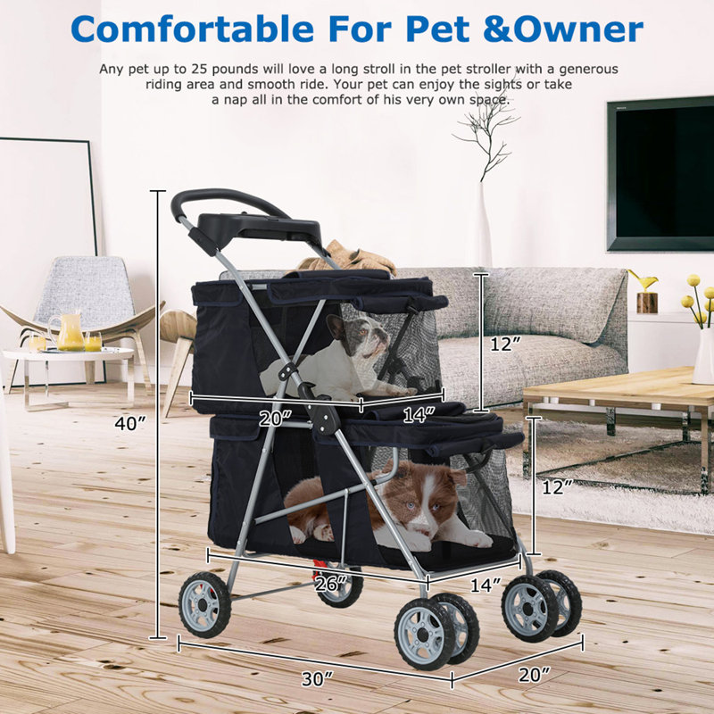 Foldable Pet Jogger Stroller, Black