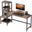 Bureau d'ordinateur avec support pour écran, bureau à domicile réversible à 4 niveaux avec tablette pour imprimante ou support pour unité centrale, bureau d'écriture industriel, brun