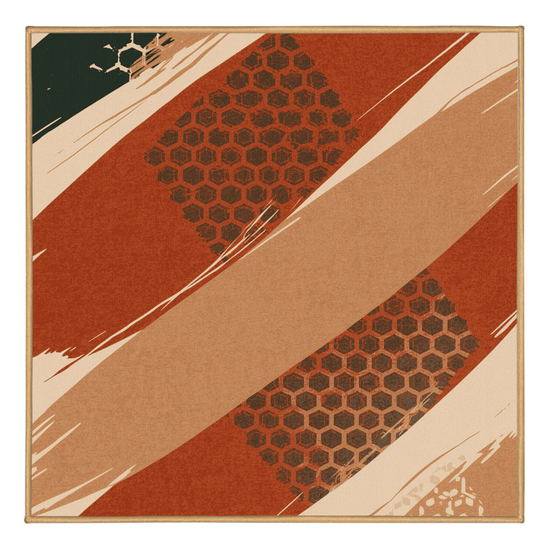 Machine Washable Roslindale Bohemian Geometric Rug in Brown – LightBrown Binding, 4' Square