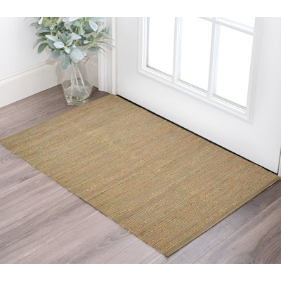 Tapis tissé à plat en jute rose et brun 2 pi x 3 pi
