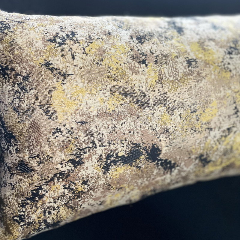 Coussin de luxe Pretty Passion, 12 po x 20 po x 3 po, Jaune / Gris, Coussin lombaire