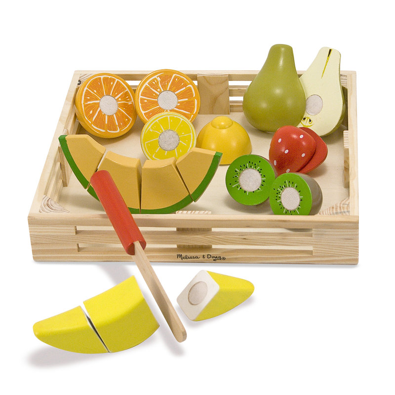18 Piece Play Food Cutting Fruit Crate Set