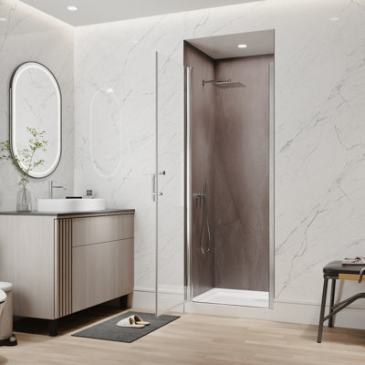 28"-30"W X 72"H Semi-Frameless 180° Rotatable Pivot Shower Door With 1/4 Inches Tempered Glass