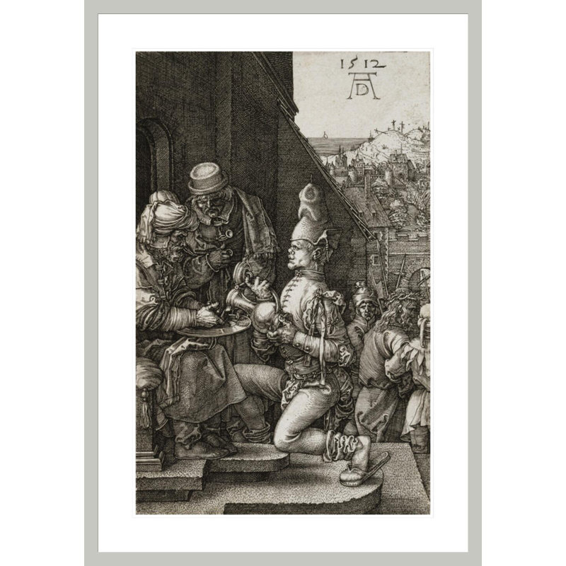 «Pilate lave ses mains» par Albrecht Dürer - impression giclée encadrée, H 41,5 po x l 29,13 po