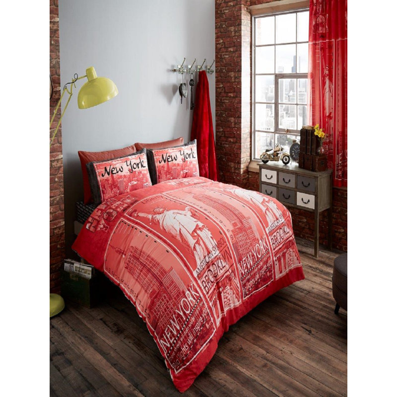 Antrawn Microfiber No Pattern Duvet Cover Set with Pillowcases Included, Kingsize - 2 Standard Pillowcases, Red