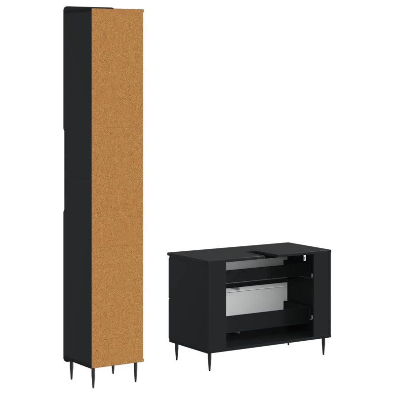Bathroom Storage Furniture Set, Black