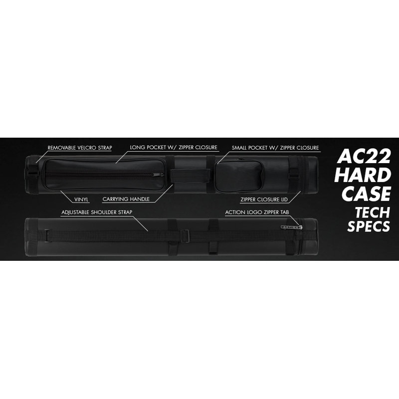 2x2 Oval Hard Pool Cue Case, Black