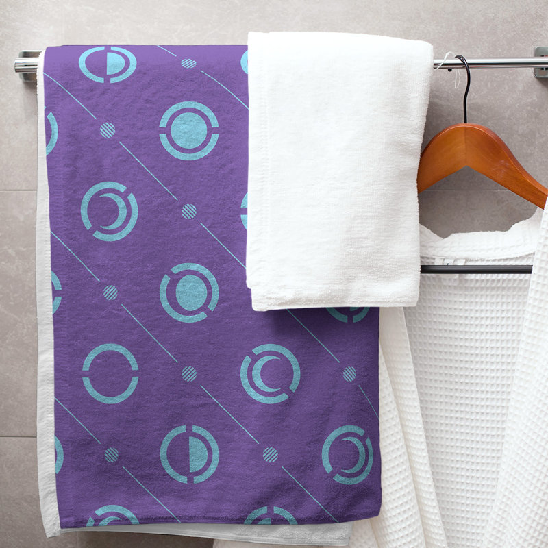 Serviette de bain Classic, Mauve foncé / bleu ciel