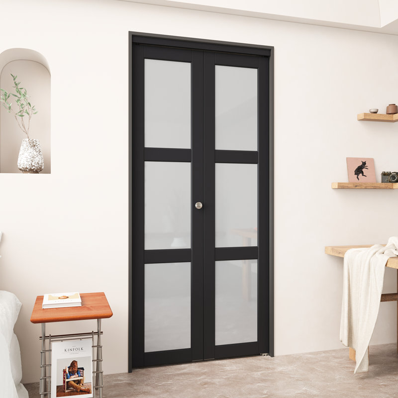 24" × 80" Solid Manufactured Wood 24"W X 77"H Solid Core Shaker Bi-Fold Door With Installation Hardware Kit, 24" x 80"