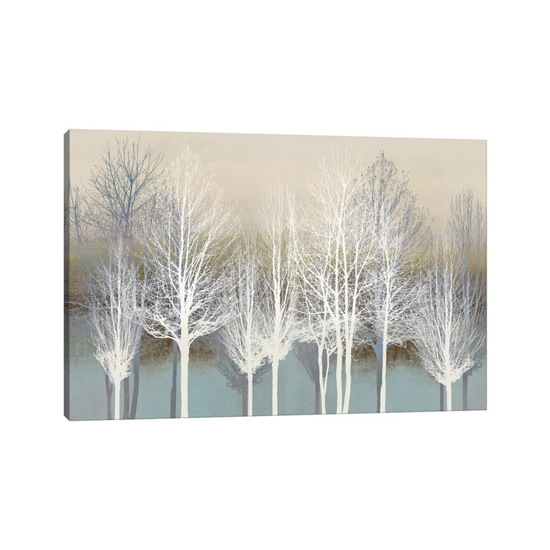 Trees on Aqua 1 Piece Wrapped Canvas Wall Art, 30.48 cm H x 45.72 cm W
