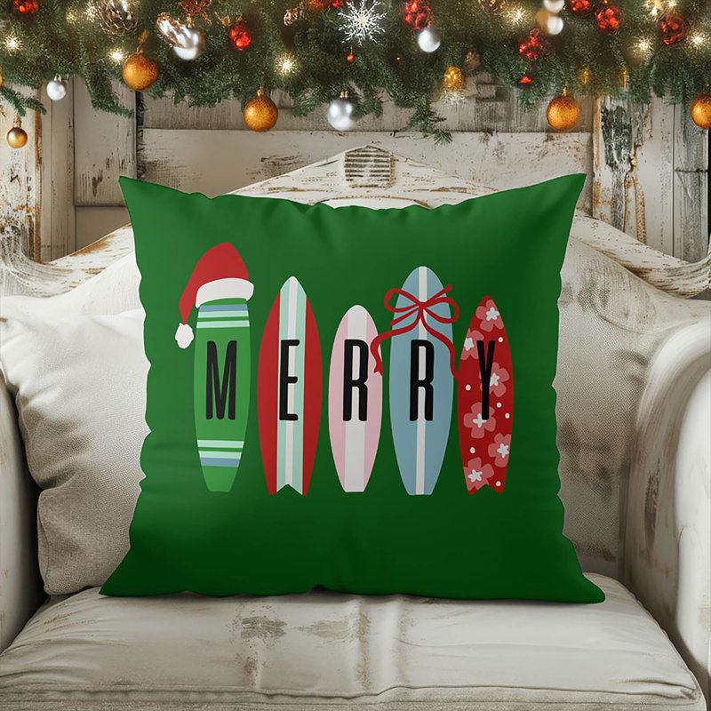 Coussin Merry Surf Holiday, Vert