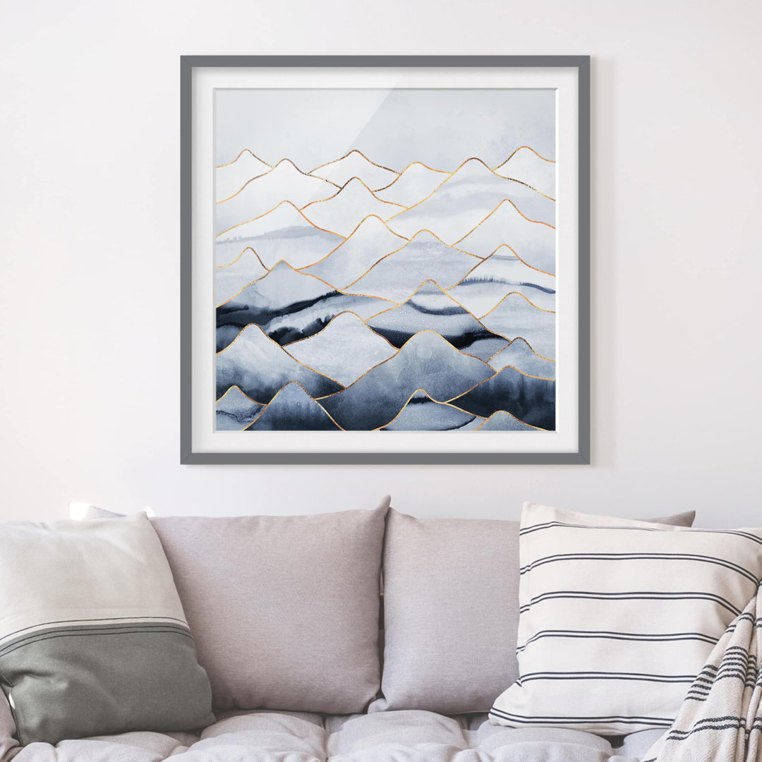 Gerahmtes Poster Mountains White Gold