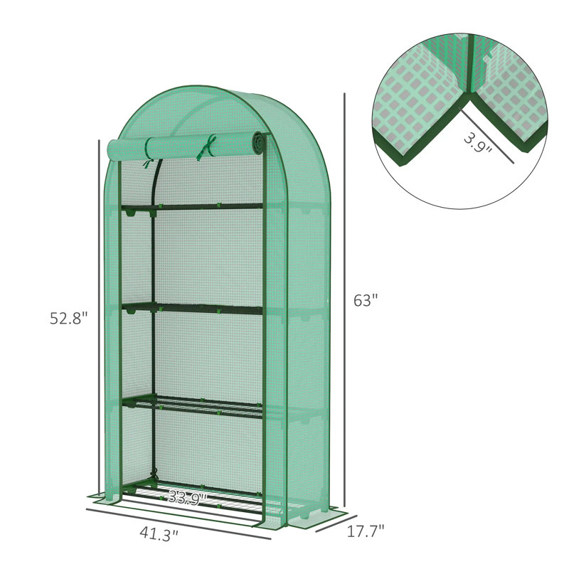Serre compacte portable avec quatre tablettes et housse de protection en plastique