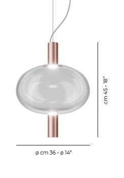 Riflesso 1 - Light Pendant, Matte Copper, Crystal Transparent