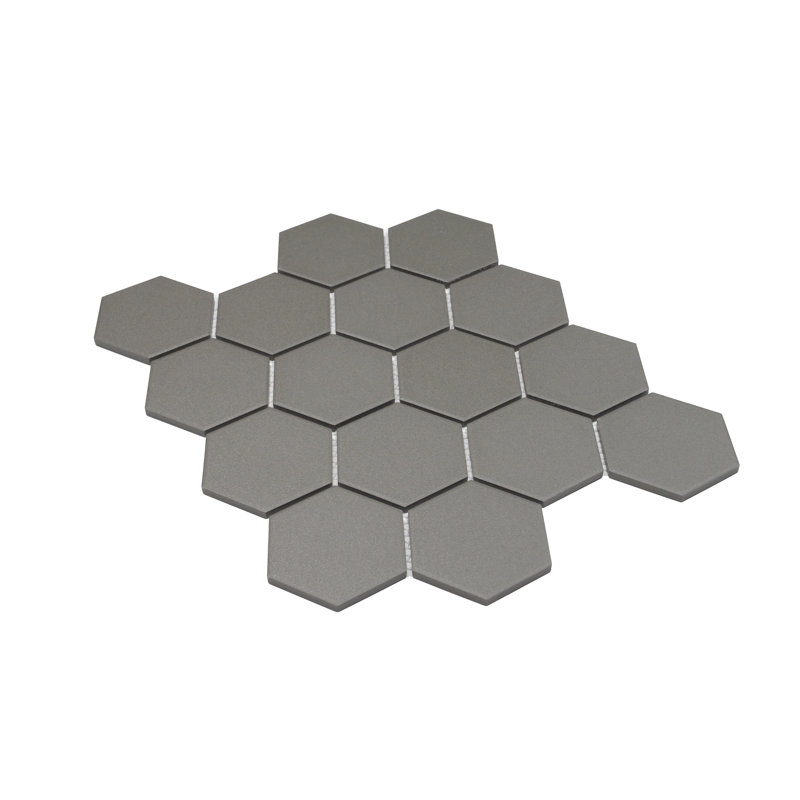 Carreau de mosaïque en porcelaine hexagone mat 3 "x 3" Sage, Gris