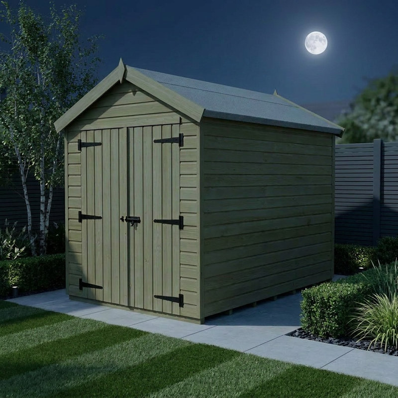 Total Sheds 7ft x 8ft Apex Garden Shed - Double Door - No Windows - Pressure Treated Timber - UK Manufactured