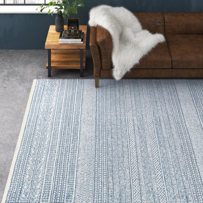 Abdera Hand-Tufted Wool Dark Blue/Ivory Rug