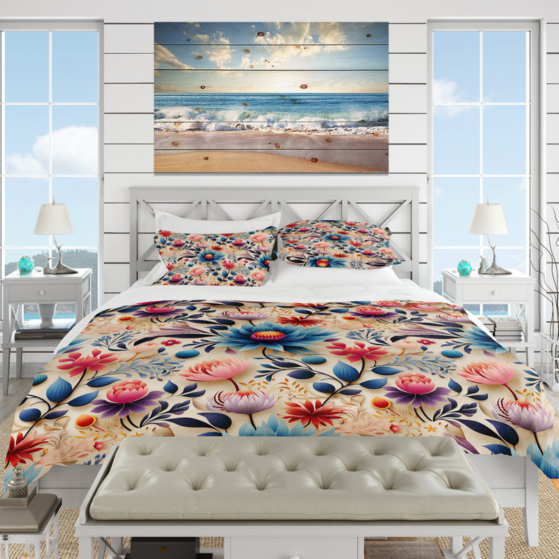 Moroccan Flora Botanical Pattern II Bedding, Housse de couette pour très grand lit et 2 très