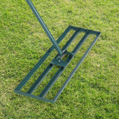 Heavy-Duty Lawn Leveling Rake with Extended Steel Handle, Fully Welded Ground Level Tool, 180° Rotatable Head, Tool-Free Assembly, for Gardens, Golf Courses, Farms and Lawn Renovation