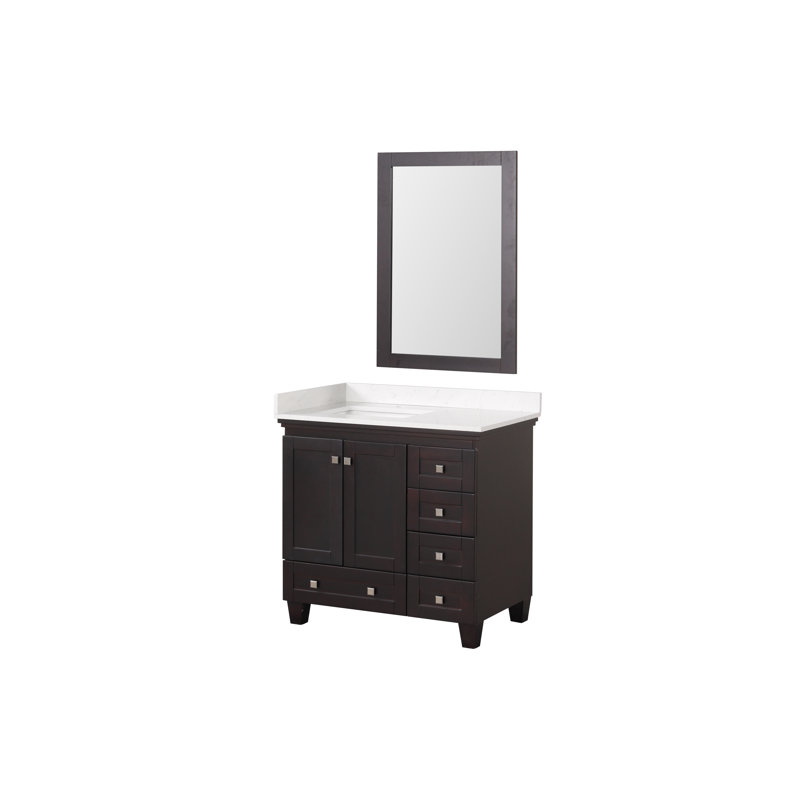 36" Single Sink Bathroom Vanity-Brown,With Mirror