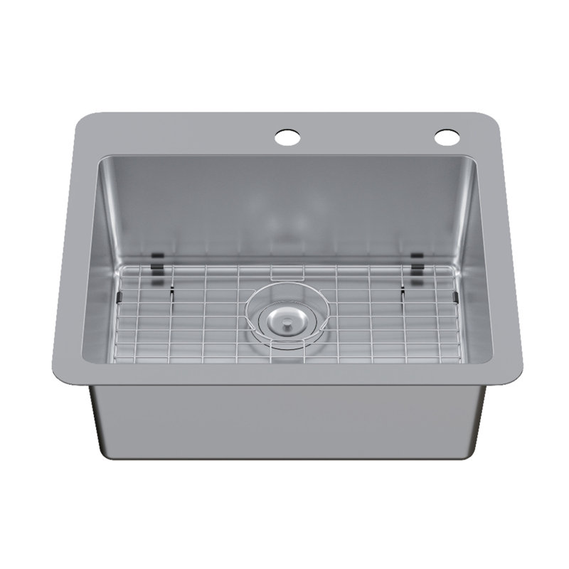 Kingston Brass Calgary 25-Inch Stainless Steel Single Bowl Dual Mount Kitchen Sink With Drain, 2