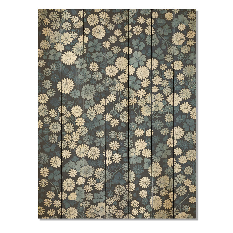 Rivière géométrique bleue et blanche au clair de lune - Minimalisme côtier sur bois, H 32 po x l 24 po