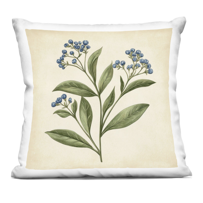 Coussin Blue Buds Botanical Illustration
