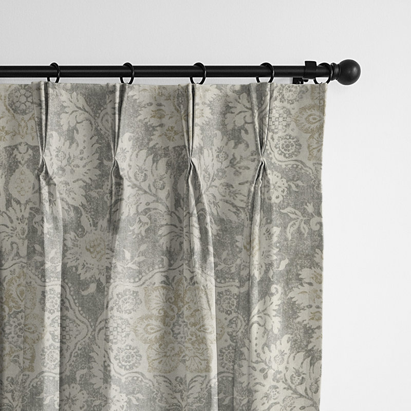 Indali 100% Cotton Floral Room Darkening Pinch Pleat Single Curtain Panel, 40" W x 108" L