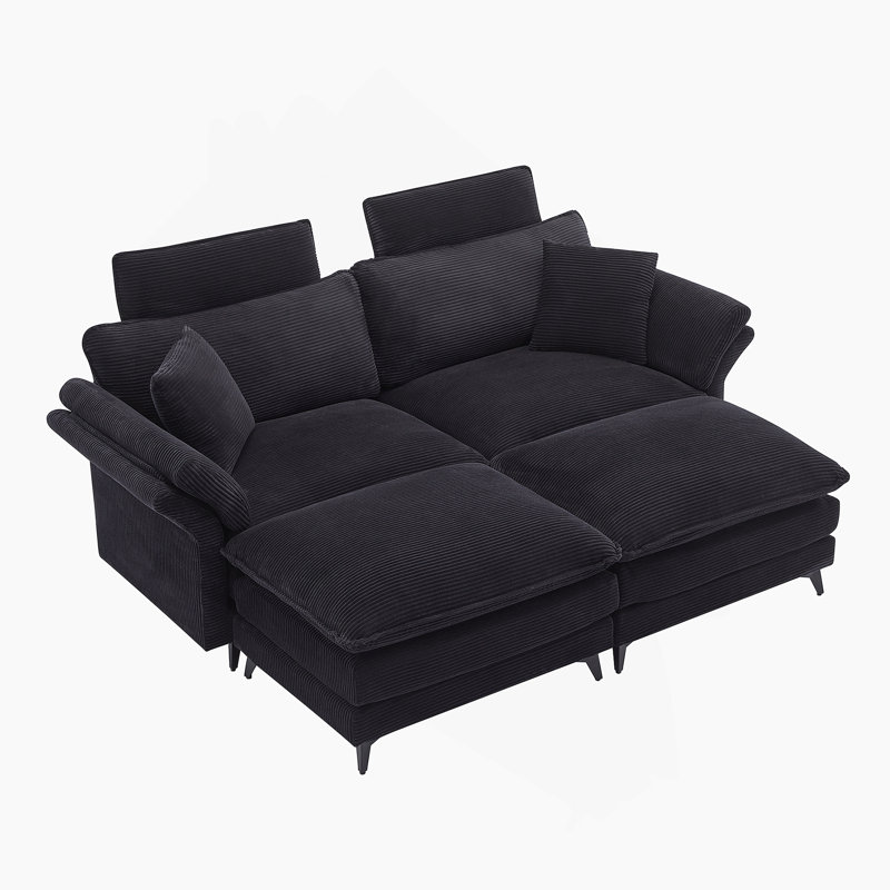 Canapé modulaire à assise profonde 85,8 po, Noir