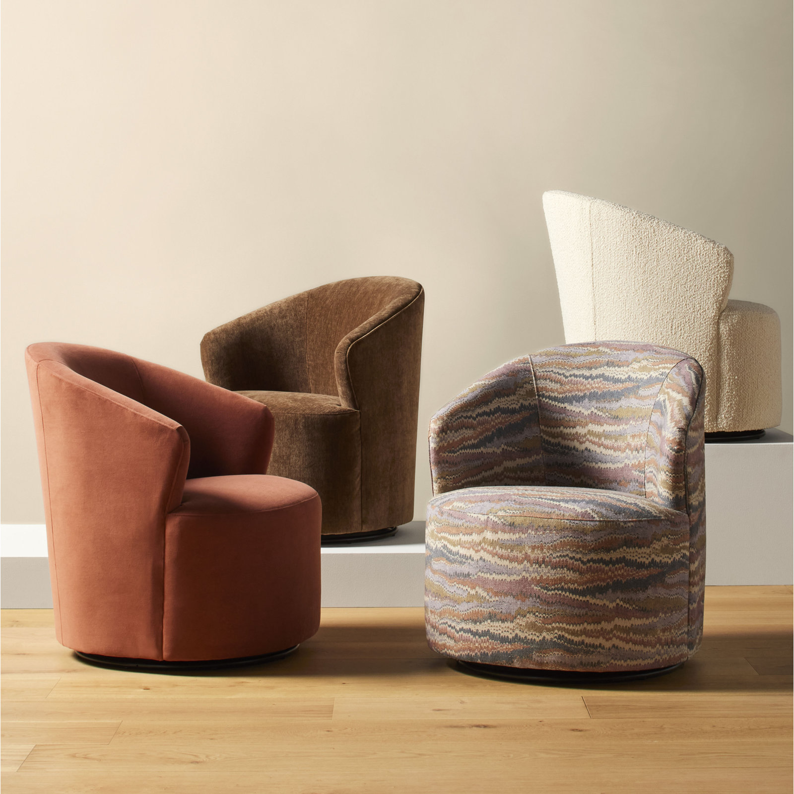 Deryn Upholstered Barrel Chair, Cancun Iris Linen Blend