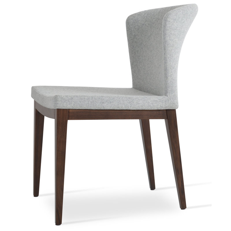 Capri Wool Solid Back Side Chair, Dark Gray, American Walnut