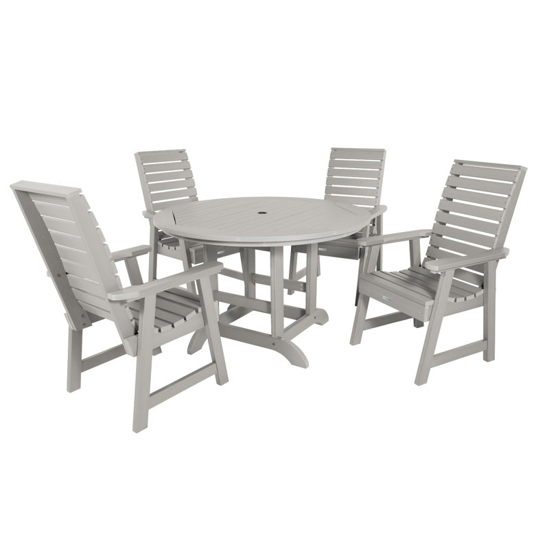 Ensemble de salle à manger d'extérieur 5 pièces 48 po Midwest, L 62,5 po x l 62,5 po x H 37 po, Gris port