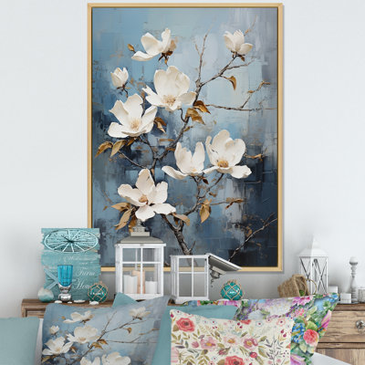 Harmonie de fleurs bleues et blanches Magnolias I