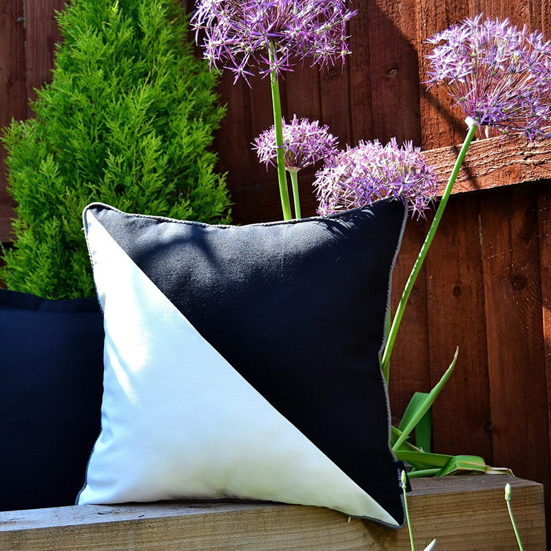Liana Patchwork Square Cushion, Black/White, 60 x 60cm, Polyester