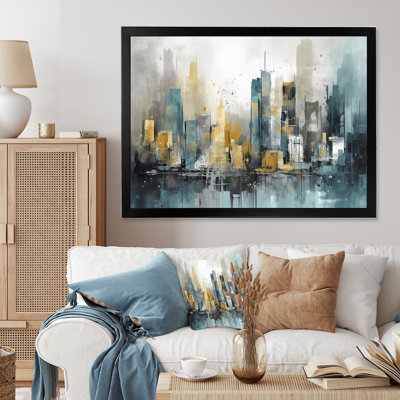 «Green and Yellow Modernist Cityscapes II», reproduction d'art sur toile