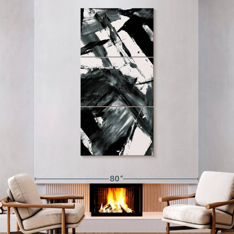 Jacobien Black Brush Strokes, 80" H x 39" W