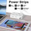Multiprise avec ports USB, 6 prises de courant, 3 ports de charge USB-A et 1 port USB-C, rallonge plate de 4,8 pi, prise à angle de 45 °, station de charge murale pour bureau à domicile