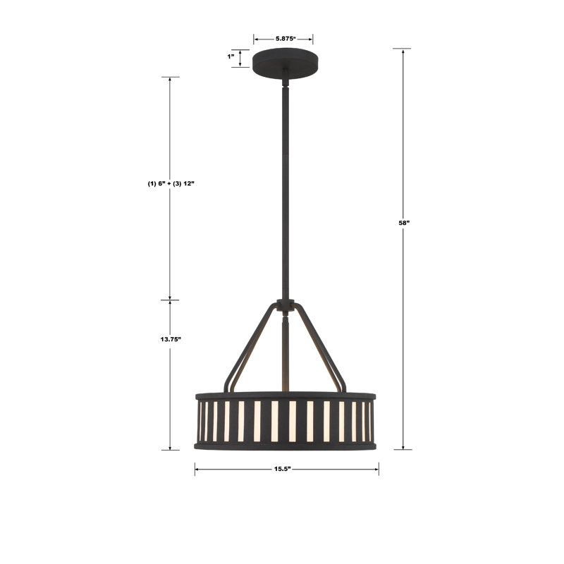 Luminaire suspendu tambour 3 lumières Montoya
