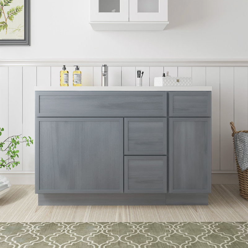 Base de meuble-lavabo simple 48 po seulement, Argent argent