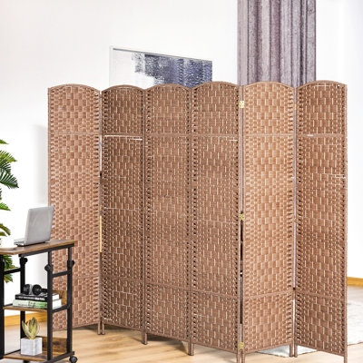 Paravent de 6 pi de hauteur - tressage naturel, 6 cloisons à la mode, rangement de rangement pratique, rangement élégant et orienté