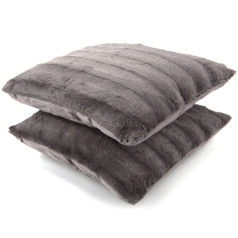 Housse de coussin en similifourrure, 18 po x 18 po, Gris