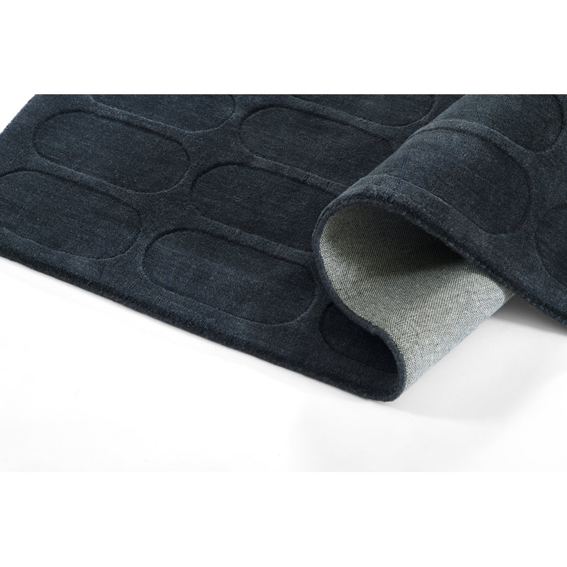  Contour Hand Woven Wool Geometric Navy Area Rug, Rectangle 6' x 9'