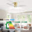  Ventilateur de plafond encastré classique à 3 pales en bois massif 52 po sans lumières Sofucor Rachel, or / gris clair-1114598817