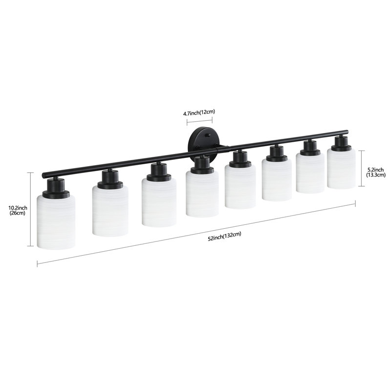 Miroir de salle de bain moderne à 8 lavabos, verre blanc givré et cadre en fer noir, pour la chambre à coucher, le vestiaire, l'éconergétique, la salle de bain contemporaine, facile à installer, efficace, sans effort