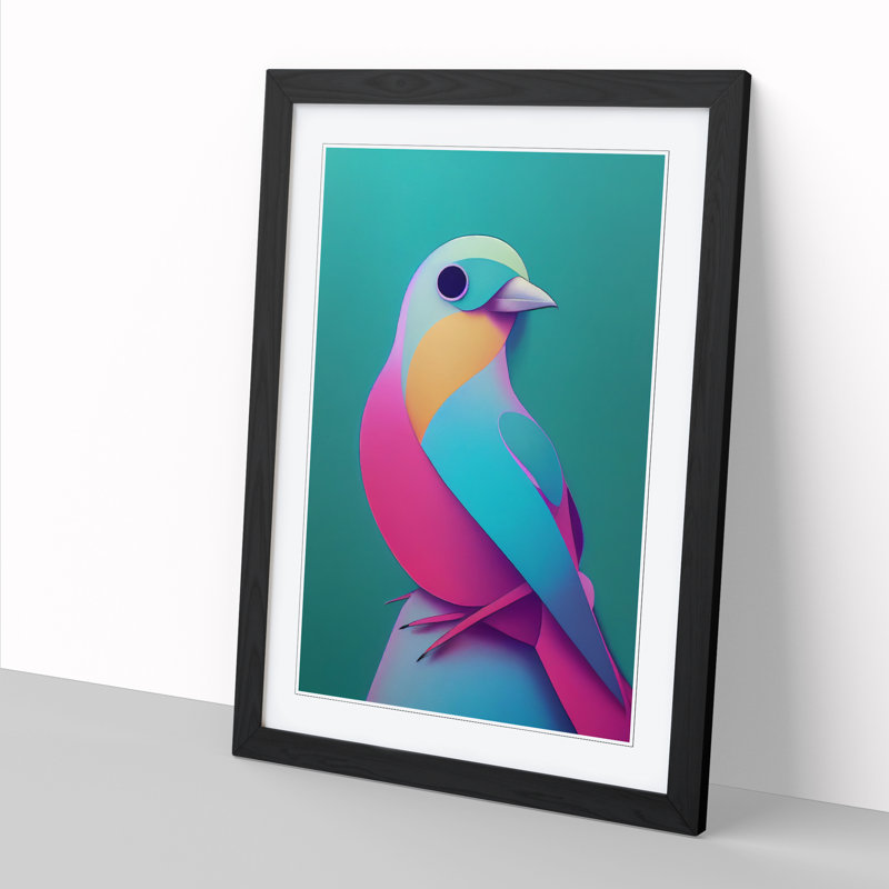 FRM-V0523-257X Bird Vaporwave Vol.2 - Single Picture Frame Print, 46cm H x 34cm W x 2cm D, Oak Framed