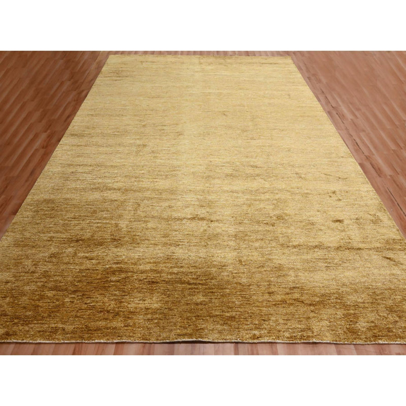 Tapis noué à la main 9 pi x 12 pi 1 po brun uni uni en soie Sari 92878B24B9BC443F8443A4E43AC908FD