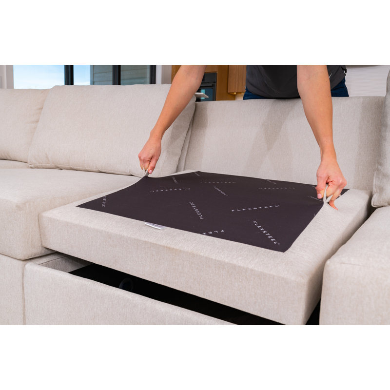 Canapé modulaire rembourré 4 pièces Flex, Mélange de polyester gris caillou foncé, H 37 po x l 102 po x P 38 po