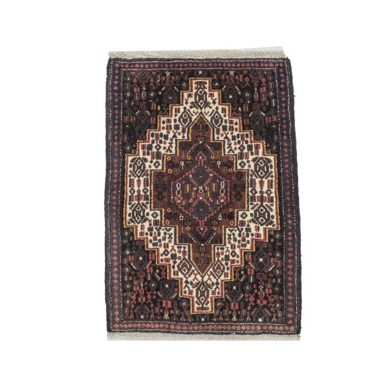 Tapis brun en laine noué à la main de conception unique années 2 pi 3 po x 3 pi 4 po Ferriter